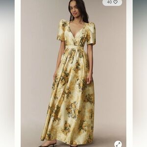 BHLDN Aurora Puff-Sleeve Taffeta Maxi Dress
